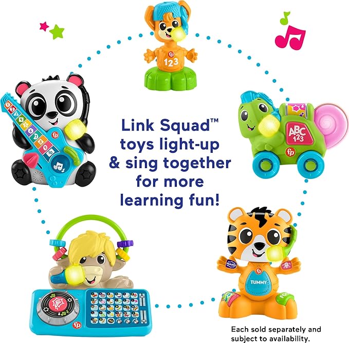 Fisher-Price Baby Learning Toy Link Squad Crawl ‘n Colors Chameleon with Music & Lights for Ages 9+ Months, Compatible Only with Link Squad Items