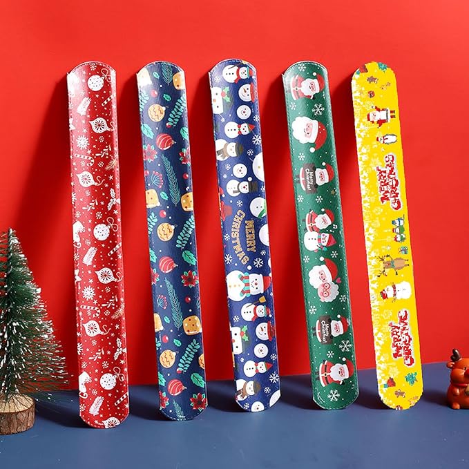 Viicoor Slap Bracelets Christmas 48 PCS Snap Bracelet Wrisrtband for Party Favors Basket Bag Filler School Prizes Gifts Party Favors Bulk
