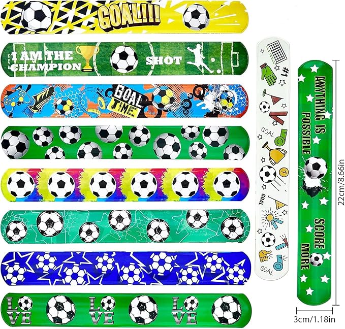 Viicoor Soccer Slap Bracelets 30PCS Snap Bracelet Wrisrtband for Party Favors Basket Bag Filler School Prizes Gifts Party Favors Bulk