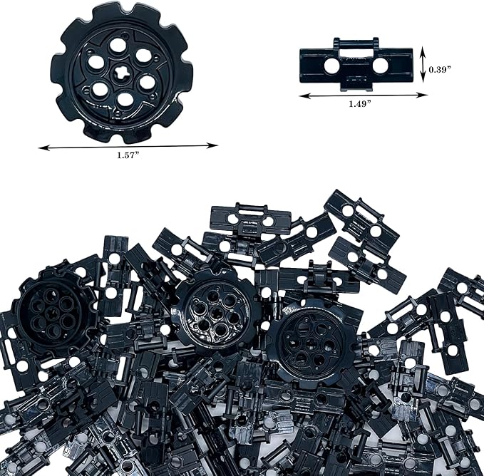 108Pcs Technical Parts Tank Track Wheels Treads Chain Links Motorcycle Car Accessories Building Blocks Toys for 6-12 Years Old Boys Kids Gift Tight fit Major Brands
