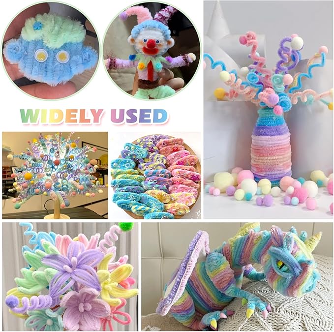 TOAOB 100pcs Pipe Cleaners Colorful Pipe Cleaners Chenille Stems 6mm x 12 Inch Pipe Cleaners Craft Supplies for Art DIY Crafts Decorations