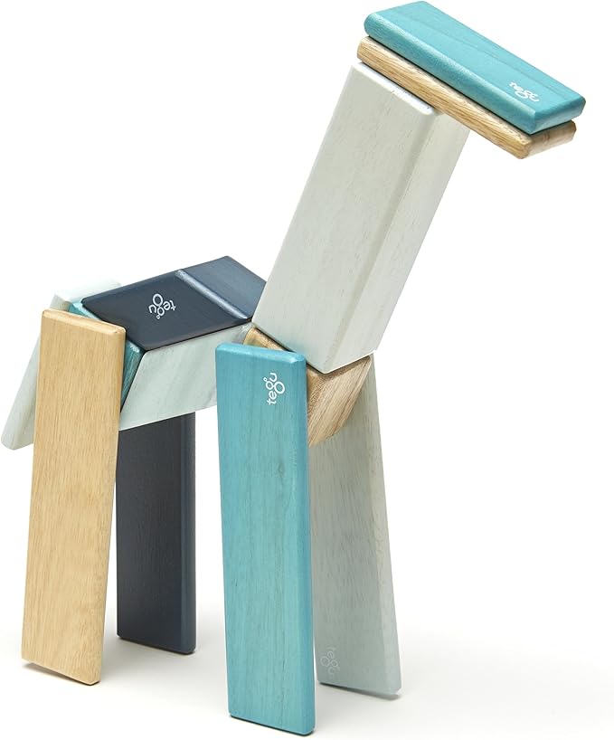 14 Piece Tegu Magnetic Wooden Block Set, Blues