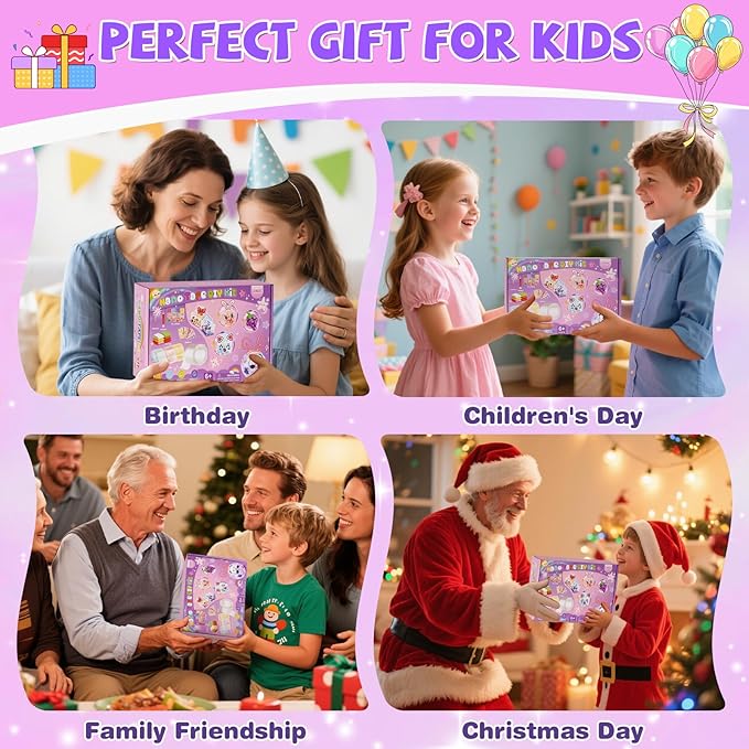 Lokuc Nano Tape Bubble Kit for Kids, 52 Pcs Nano Tape Squishy Maker Kit with Box, Arts & Crafts for 4 5 6 7 8 Year Toddler Girl, Birthday, Halloween, Christmas Gifts for Boys and Girls