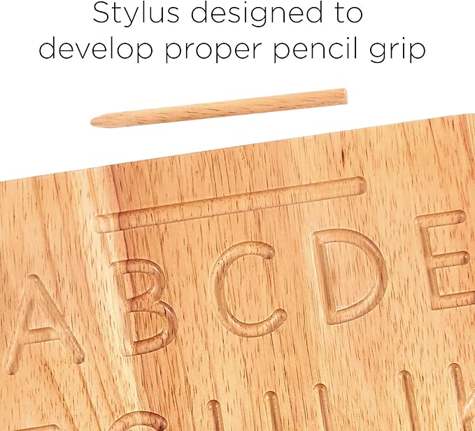 Montessori & Me Wood Alphabet Tracing Board Montessori Letters - Wooden Large Print Letters for Toddler to Preschool - Reversible Uppercase and Lowercase