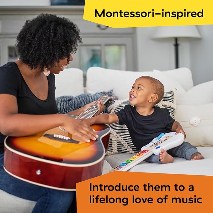 Baby Einstein Strum Along Songs Magic Touch Wooden Toy Guitar with Whammy Bar, Montessori Musical Learning Toy with Lights, 12mo+
