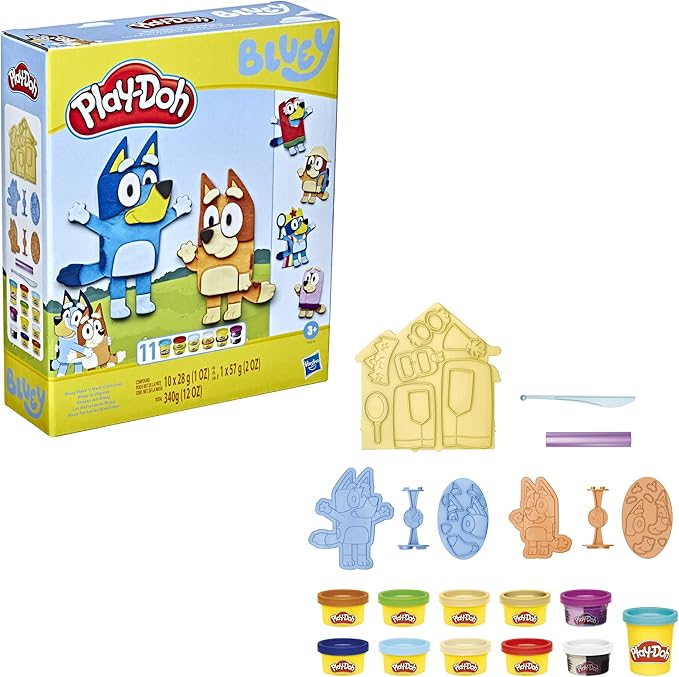 Play-Doh Bluey Make 'n Mash Costumes Playset for Kids 3 Years and Up with 11 Cans of Modeling Compound, Non-Toxic