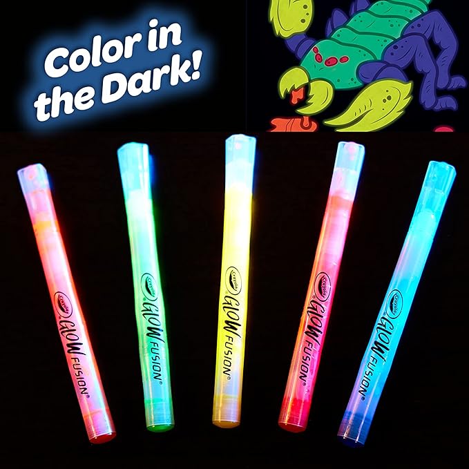 Crayola Glow Fusion, Glow in The Dark Coloring Set with Markers, Alien & Monster Coloring Pages, Gift for Kids