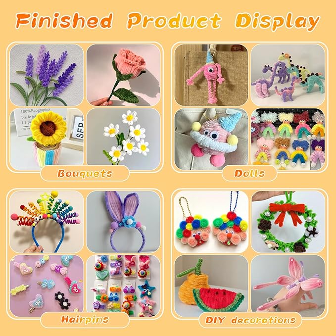 Chenille Stems Pipe Cleaners, 100 Pcs Pipe Cleaners Craft Supplies for DIY Hand Craft Arts Making, Festivals Decorations Craft/Orange