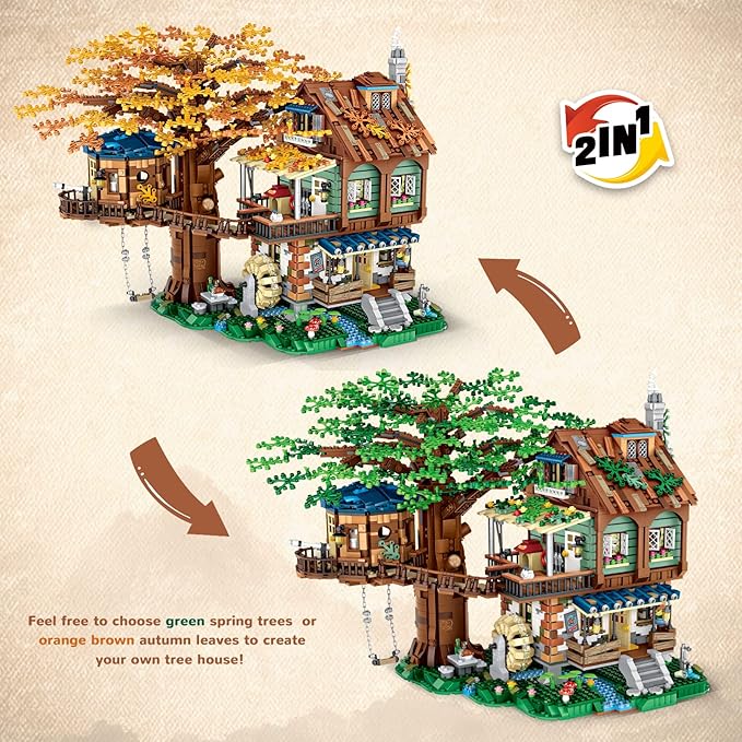 Idea Tree House Bricks Model Toys Set, Forest House Building Blocks Street View Sets, for Adults Ages 14+ Tree House Display 4761 PCS(Not Compatible with Lego Set )