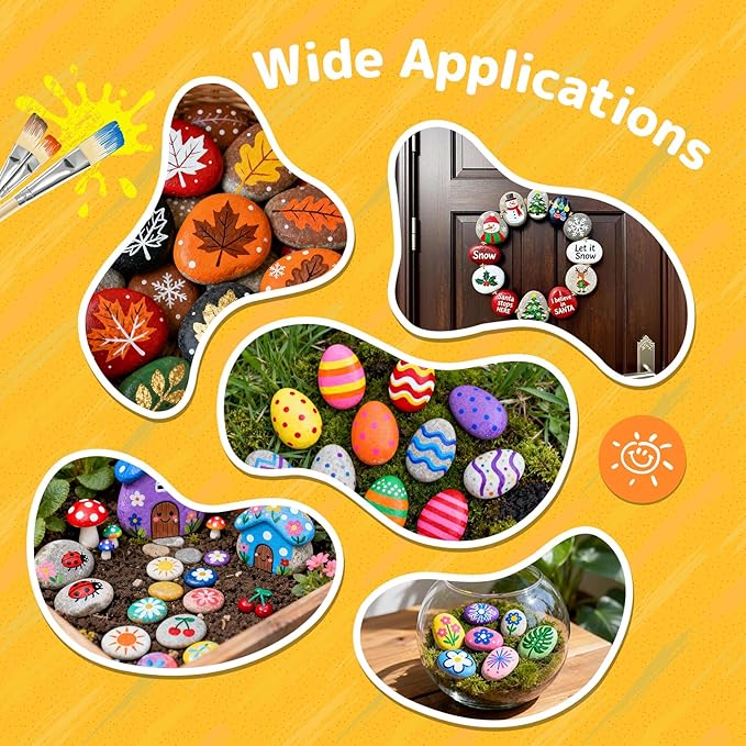 Simetufy 25 Pcs Rocks for Painting, 2"-3" Painting River Rocks, Flat & Smooth Stones to Paint, Hand Picked Natural Stones for Painting, Crafts for Kids & Adults