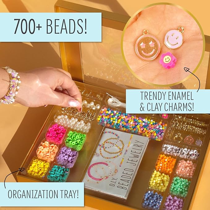 STMT DIY Beaded Jewelry, Makes 15 Premium Jewelry Pieces, Quality Bracelet Making Kit, Features Letter Beads for Bracelets, Enameled Bracelet Charms, Jewelry Making Supplies, Great Teen Girl Gifts