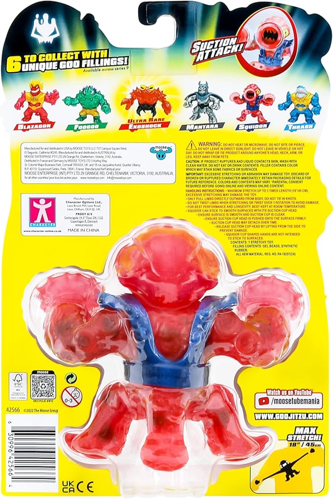 Heroes of Goo Jit Zu Deep Goo Sea Squidor Hero Pack. Super Squishy, Goo Filled Toy. with Suction Attack Feature. Stretch Him 3 Times His Size!