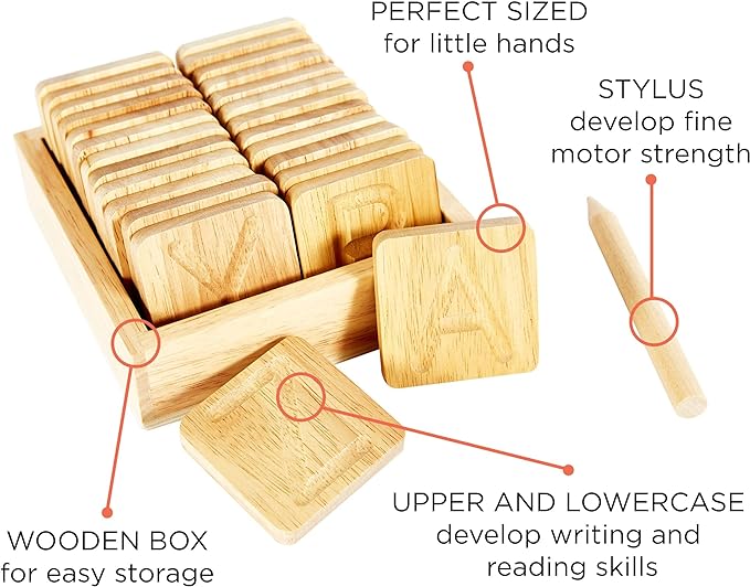 Wooden Alphabet Tracing Boards - Preschool Letter Formation - Montessori Alphabet Letters