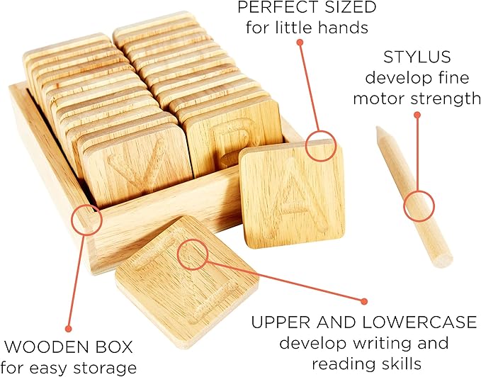 Wooden Alphabet Tracing Boards - Preschool Letter Formation - Montessori Alphabet Letters