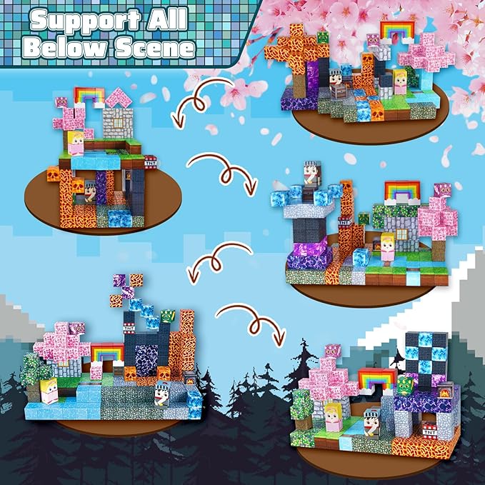 Magnetic Blocks - 150 PCS Build Dark Swordsman's Forest Castle - Magnetic Toys for Montessori Toddler Christmas Birthday Gifts - STEM Sensory Toys for 3 4 5 6 7 8 9 10 Year Old Boys & Girls