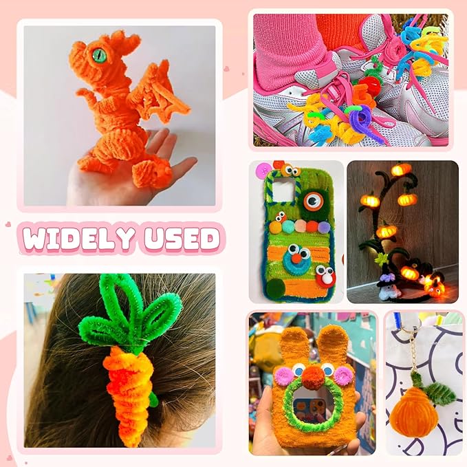 TOAOB 100pcs Pipe Cleaners Orange Pipe Cleaners Chenille Stems 6mm x 12 Inch Fuzzy Sticks Crafts Supplies for DIY Art Crafts Decorations
