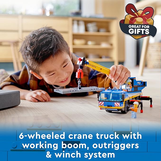 LEGO 60324 City Off-Road Crane, Crane and Truck Toy with Hooks, Buildable Vehicle Toy for Boys and Girls from 7 Years, Gift for Children and Fans of Construction Vehicles
