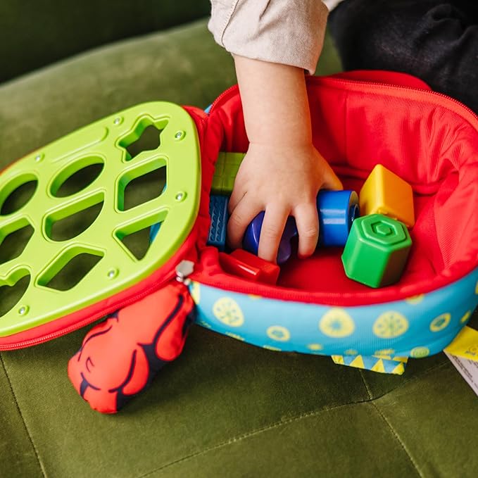 Melissa & Doug K's Kids Take-Along Shape Sorter Baby Toy With 2-Sided Activity Bag and 9 Textured Shape Blocks Sensory Toys, Travel Shape Sorter Toys For Toddlers And Infants