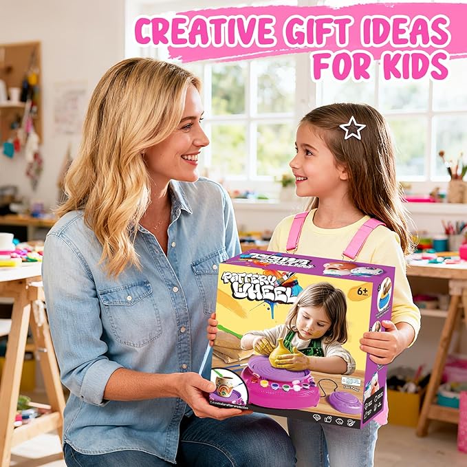 Pottery Wheel for Kids, Arts and Crafts for Kids Ages 8-12, Crafts for Girls 8-12, Complete DIY Clay Wheel Pottery Kit for Beginners, Kid Crafts Gifts for Girl Toys Ages 8 9 10 11 12 Year Old Birthday