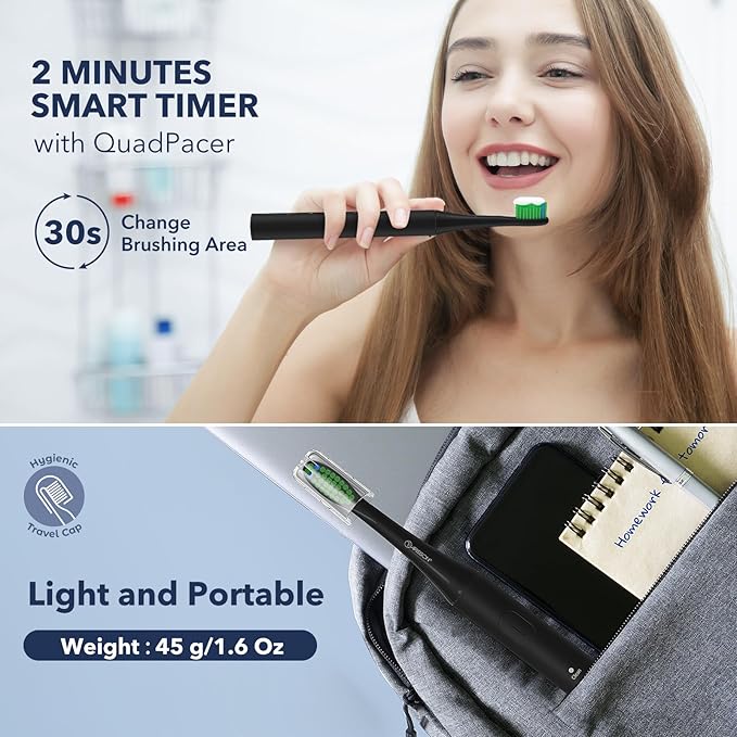 ARISSON Sonic Electric Toothbrush for Adults, 1.5H Charge for 90 Days, 40,000 VPM Power Toothbrush, 2 Min Timer, Faster charging, stronger cleaning, smarter brushing, Matte Black