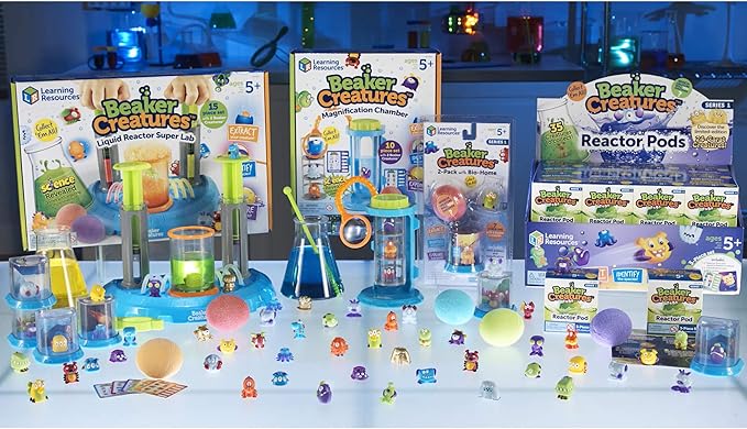 Learning Resources Beaker Creatures Reactor Pod, Homeschool, STEM Toys, Science and Experiments for Kids, 3 Piece Set, Series 1