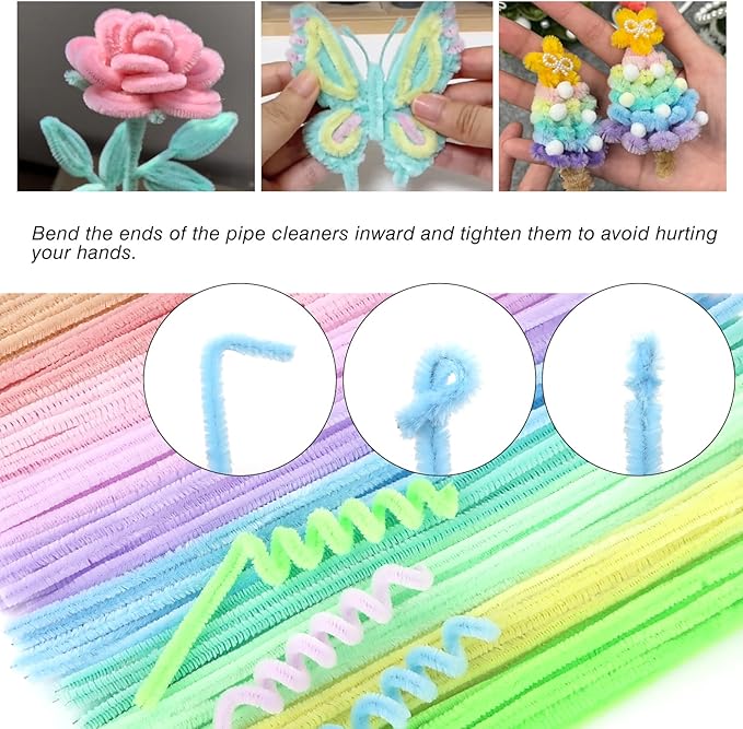 TOAOB 100pcs Pipe Cleaners Colorful Pipe Cleaners Chenille Stems 6mm x 12 Inch Pipe Cleaners Craft Supplies for Art DIY Crafts Decorations