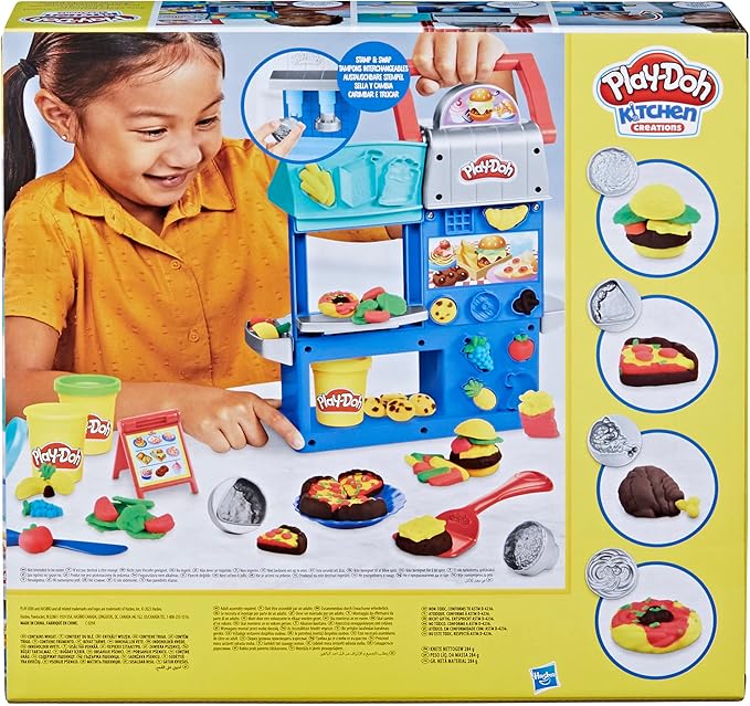 Play-Doh Kitchen Creations Busy Chef's Restaurant Playset, 2-Sided Play Kitchen Set, Preschool Cooking Toys, Kids Arts & Crafts, Ages 3+