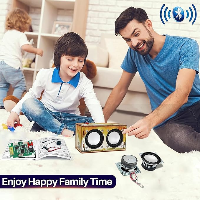Gifts for Teen Girls Boys - Science Kits for Kids Age 8-10-12-14 - Crafts for Girls 8-12| STEM Toys Build Bluetooth Speaker Kit| DIY Electronic Projects 9 11 13 15 16+ Year Old (Printed Wooden)
