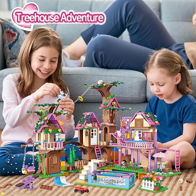 Tree House Building Set Compatible with Lego Friends, 1050 PCS Forest House Building Kit Birthday Gift for Kids Girls Age 6-12 Years(7682)