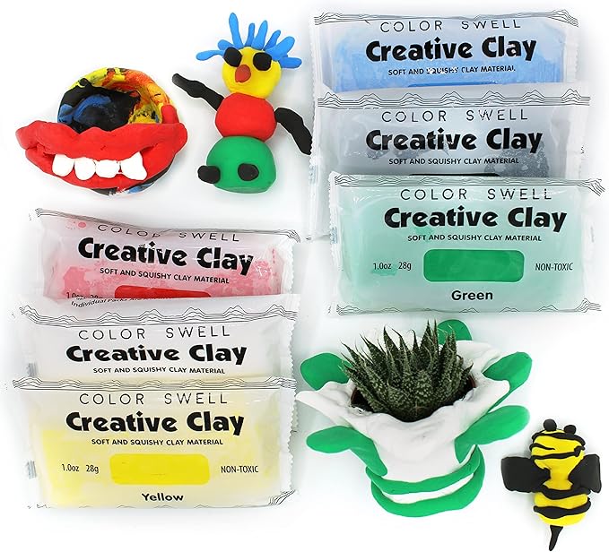 Color Swell Creative Clay Bulk Pack - 80 Packs of 1oz air-Drying Clay for Kids, Adults, classrooms