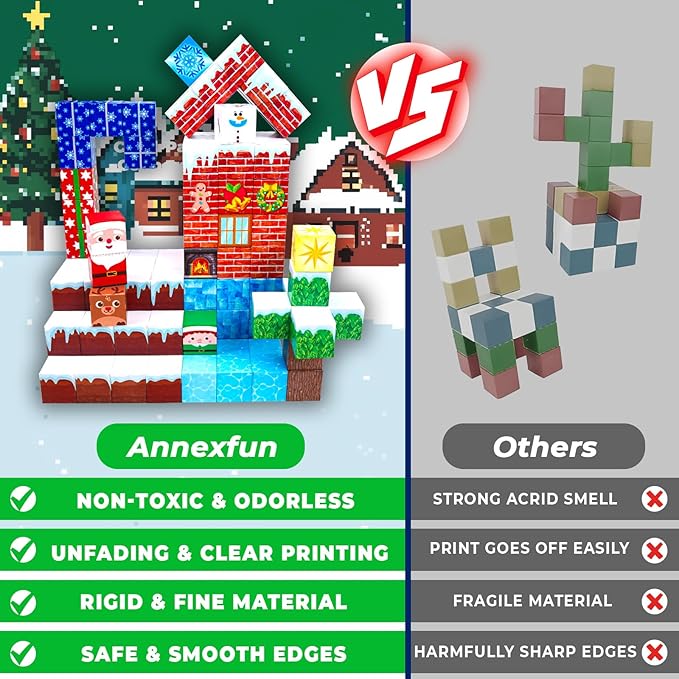 Magnetic Blocks - 150 PCS Build Magnetic Frozen Christmas - Magnetic Toys for Montessori Toddler Christmas Birthday Gifts - STEM Sensory Toys for 3 4 5 6 7 8 9 10 Year Old Boys & Girls