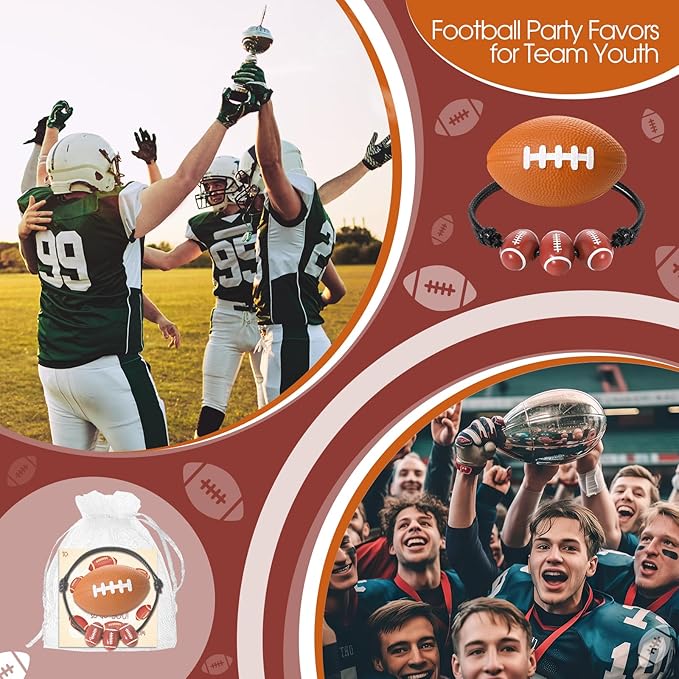 36 Sets Valentine's Day Football Gifts Mini Football Stress Balls Football Bracelets with Football Valentines Cards Football Team Gifts Party Favors for Valentine's Day Carnival Birthday