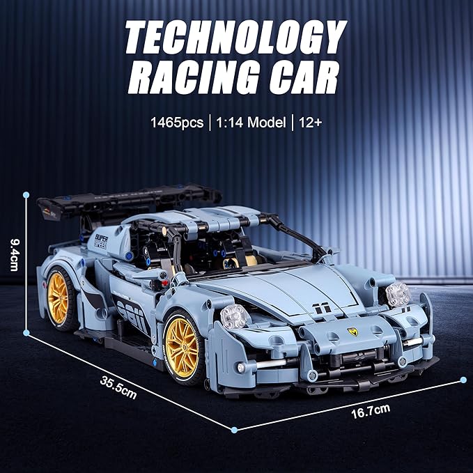 Technic Car Building Blocks Set for Adults, 1465 Pieces 1:14 Super Sports Car Model Building Kits, Racing Car Collectible Gifts for Men Teenagers Boys Aged 12+