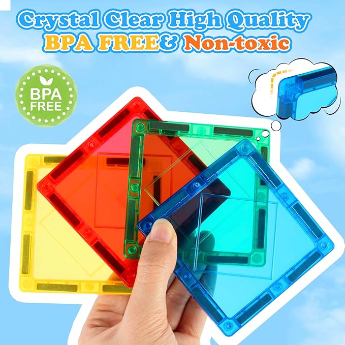 Magnetic Tiles Toys for 3 4 5 6 7 8 Year Old Boy Girls Kids Beginner Set,Magnetic Building Blocks Learning Toys for Toddlers Age 2-4 3-5 4-5 5-6 6-8 Birthday Christmas Ideas (20PCS Colourful)