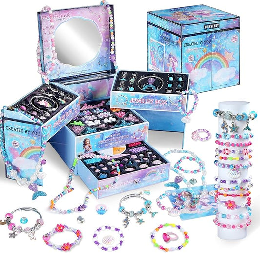 FUNSENLY 2000pcs Charm Beads Bracelet Making Kit for Girls, Jewelry Making Kit for Girls 4-6 8-12, Valentines Day Gift for Kids Girls, Arts and Crafts Girls Toys for Kids Age 4-8 8-12