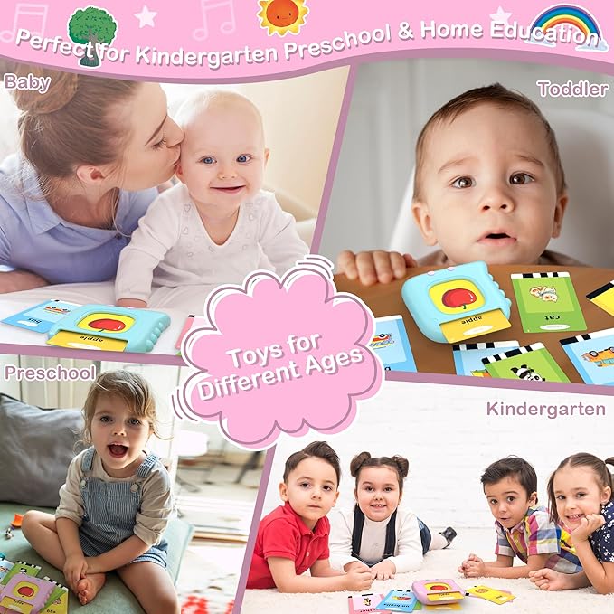Pocket Speech for Toddlers, Talking Flash Cards for Toddlers with 510 Words, Educational Toys for 2 3 4 5 Year Old, Autism Sensory Toys, Educational Montessori Toys for Kids, Birthday Gifts for Girl