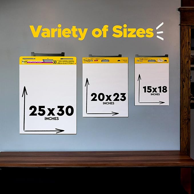 Post-it Self-Stick Mini Easel Pad, 15 in x 18 in, 20 Sheets/Pad, 3 Pads, Great for Virtual Teachers and Students (577-3PK)