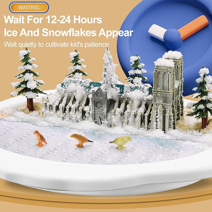 Snow Making Experiment Kits, Snow Making Fun Science Kits for Kids, DIY Educational Painting 3D Snow Scene Science Experiment Kit Snow Making Experiment Scene Painting DIY Model Science Toys-3001