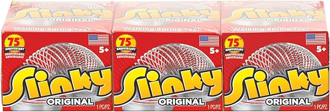 The Original Slinky Walking Spring Toy, 3-Pack Metal Slinky, Fidget Toys, Party Favors and Gifts, Kids Toys for Ages 5 Up, Amazon Exclusive by Just Play