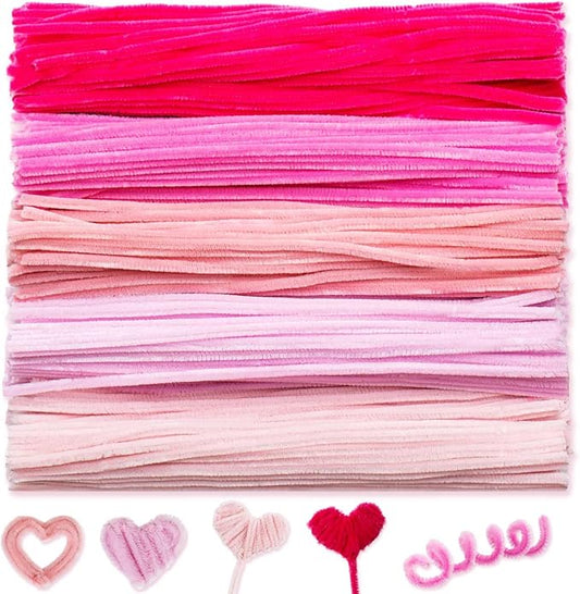 Peryiter 500 Pieces Pipe Cleaners Chenille Stems 12 Inch Craft Supplies Bulk for DIY Art and Craft Projects Creative Gift Wrapping Party Decorations(Pink,12 Inch)