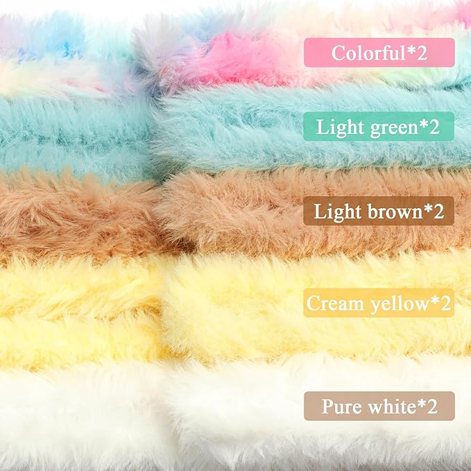 VitalCozy 10 Pcs 39.37 Inches Jumbo Fur Material Pipe Cleaners Chenille Stems Pipe Cleaner Craft Pipe Stems DIY Projects and Craft Supplies Decorations(Light Color)