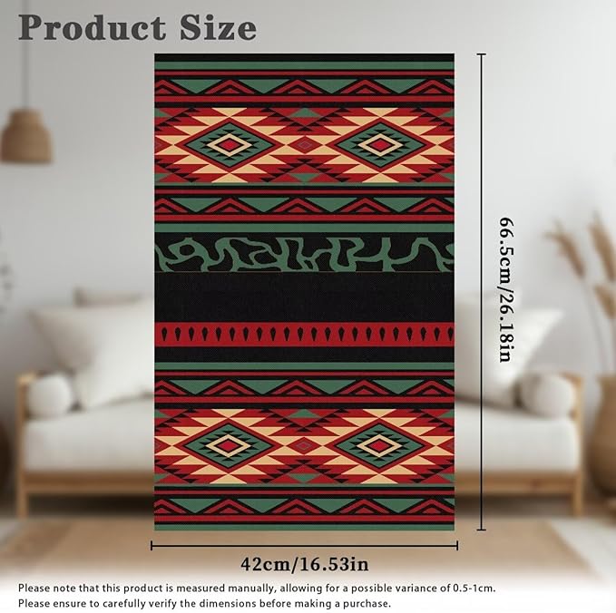 Navajo Recliner Headrest Cover Washable Red Sofa Headrest Covers Couch Headrest Covers Furniture Protector for Living Room Home 3 Pcs