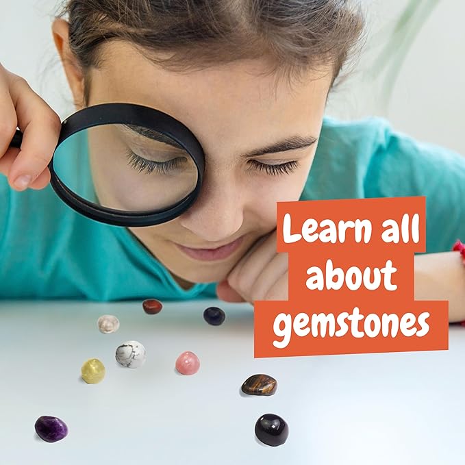 Science4you Gemstone Dig Kit for Kids – Learn About Gemstones & Archeology with This Excavation Kit, Discover All The Incredible Minerals, A Archeology Gift for Boys & Girls Age 6 7 8 9+