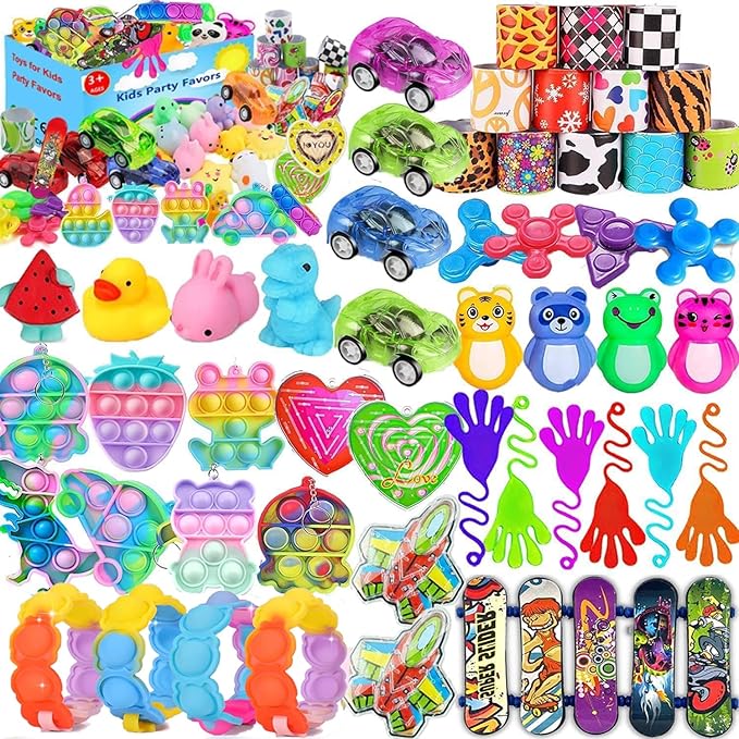 120 PCS Pop Party Favors for Kids 4-8 8-12, Premium Pop Fidget Toys for Kids, Pinata Stuffers, Treasure Box Toys, Classroom prizes, Prize Box Toys, Goodie Bag Stuffers, Carnival Prizes