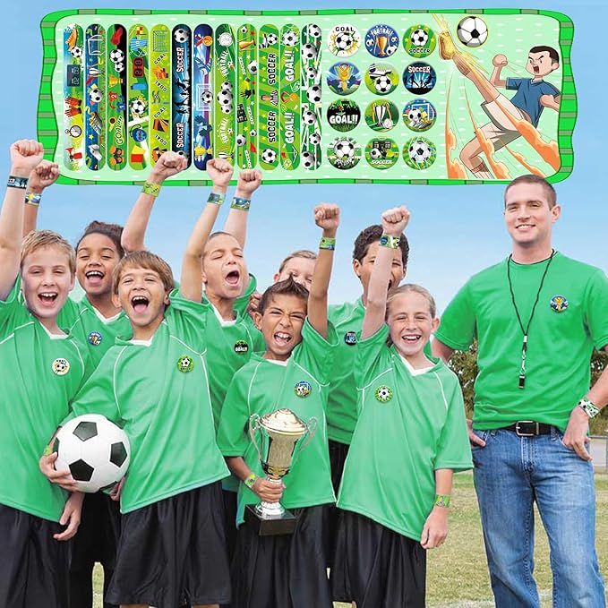 Soccer Party Favors, Soccer Birthday Decorations, Soccer Party Favor Bags Keychain Mini Notepad Stickers Bracelets for Soccer Sport Party Decorations Supplies Kids Boys Girls