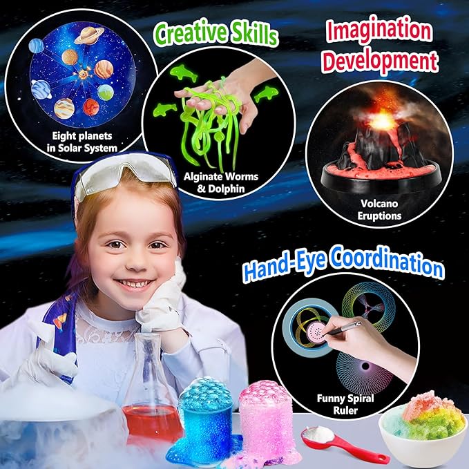 UNGLINGA 250+ Science Experiments Kits for Kids, Boys Girls Toys Birthday Gifts Ideas, Chemistry Set, STEM Activities Educational Project, Volcano, Solar System Planet and More Scientist Kit