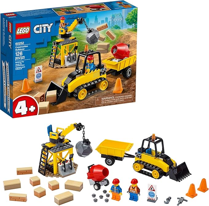 LEGO City Construction Bulldozer 60252 Toy Construction Set, Cool Building Set for Kids (126 Pieces)