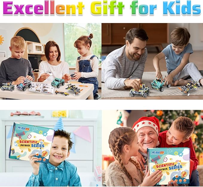 PLANEKO STEM Kits for Kids Age 8-10 3D Puzzles Model Car Building Kits for Boys STEM Projects Crafts Build Toy STEM Activities Toy for Boys 6 7 8 9 10 11 12 13 Year Old Birthday Gift