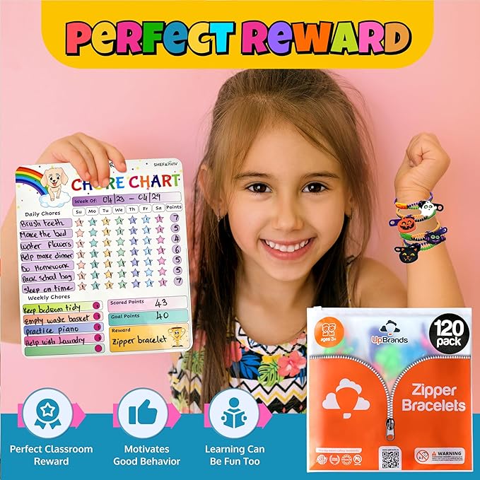 UpBrands 120-Pack Halloween Fidget Zipper Bracelets for Kids: Ideal Bulk Party Favors, Perfect for Birthdays, Goodie Bag & Pinata Fillers, Unique Sensory Toys, Friendship Jewelry & Stress Relief