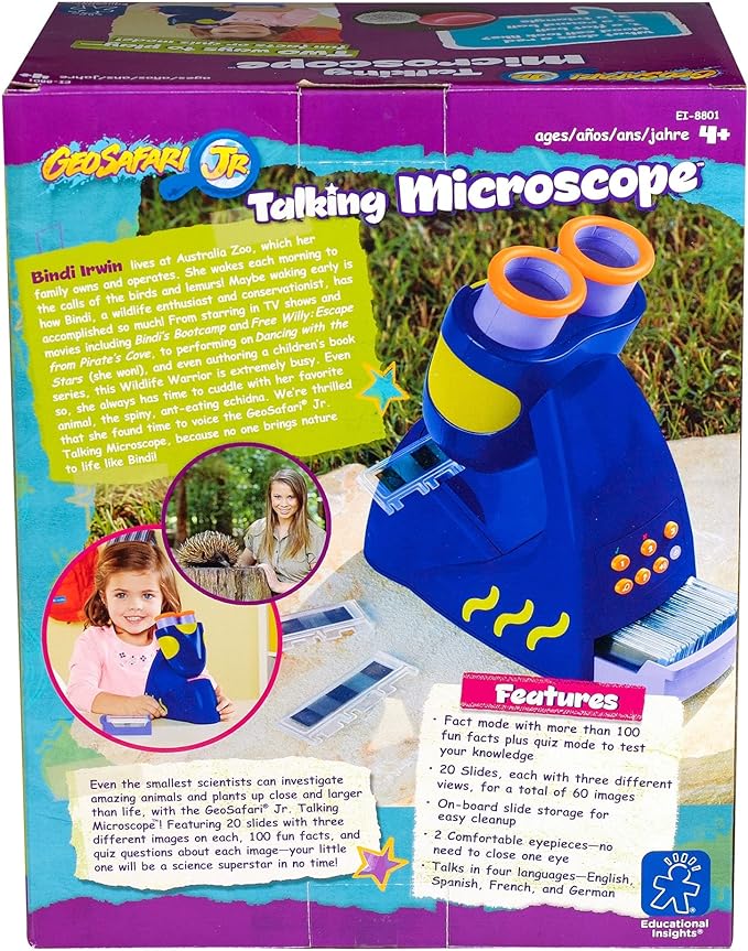 Educational Insights GeoSafari Jr. Talking Microscope Featuring Bindi Irwin: Microscope for Kids, STEM & Science Toy, Interactive Learning, Ages 3+
